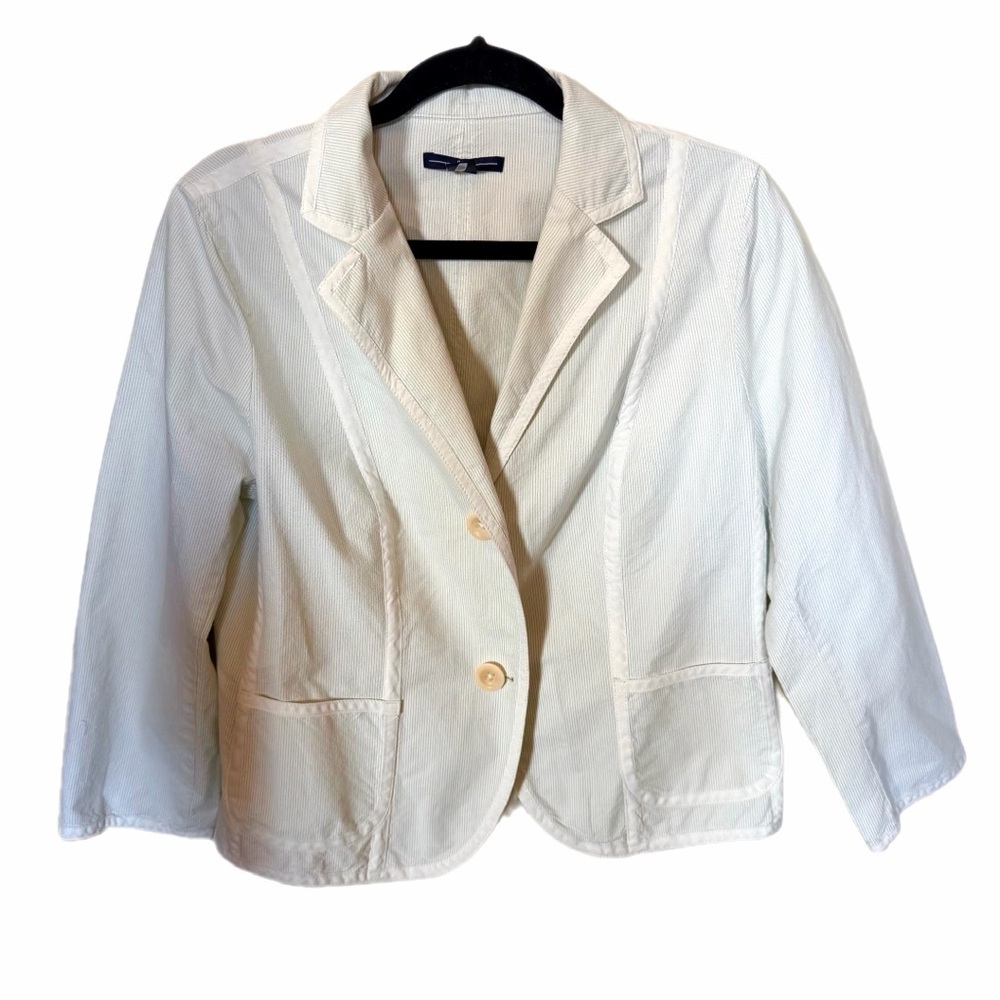 Vintage gap pinstripe cotton blazer white and blue L